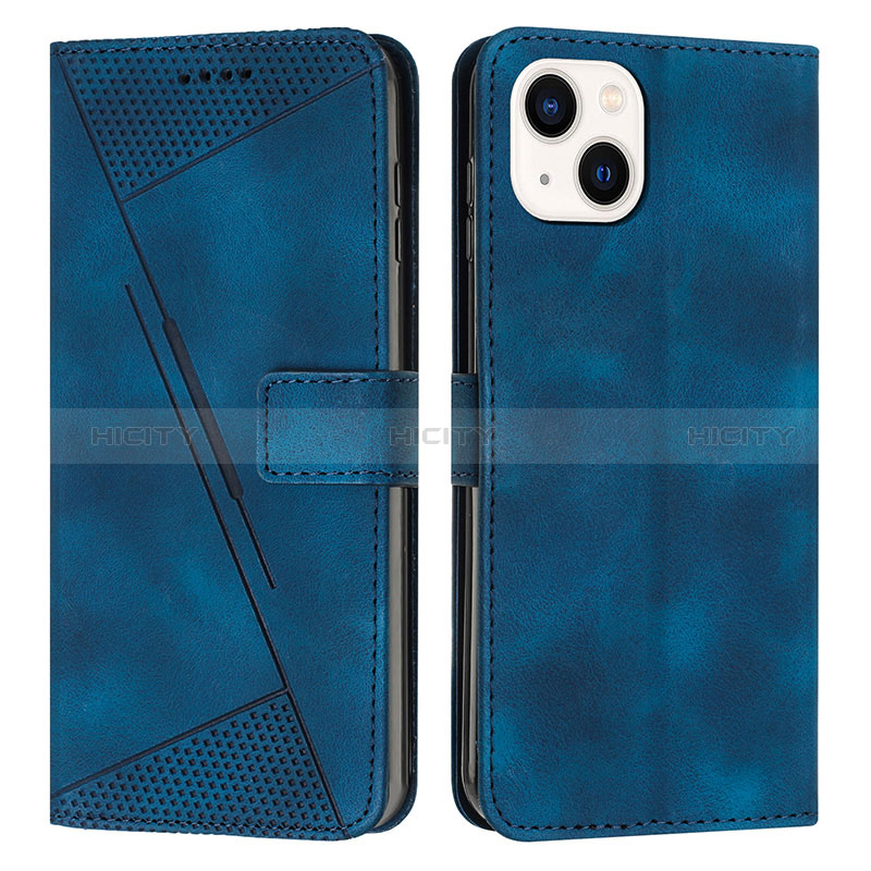 Coque Portefeuille Livre Cuir Etui Clapet Y04X pour Apple iPhone 14 Bleu Plus