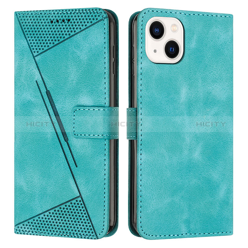 Coque Portefeuille Livre Cuir Etui Clapet Y04X pour Apple iPhone 14 Vert Plus