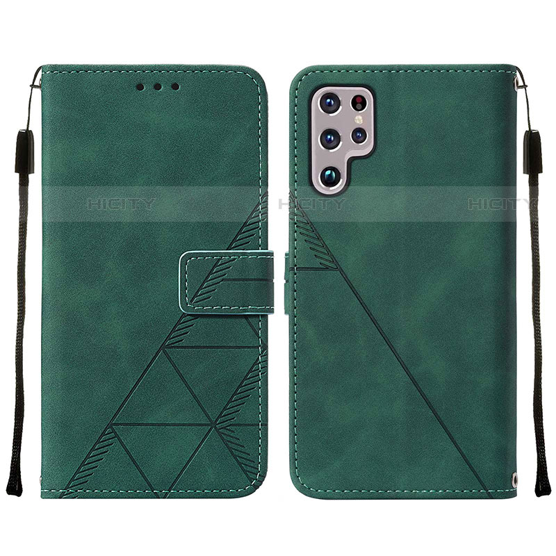 Coque Portefeuille Livre Cuir Etui Clapet Y07B pour Samsung Galaxy S21 Ultra 5G Vert Plus