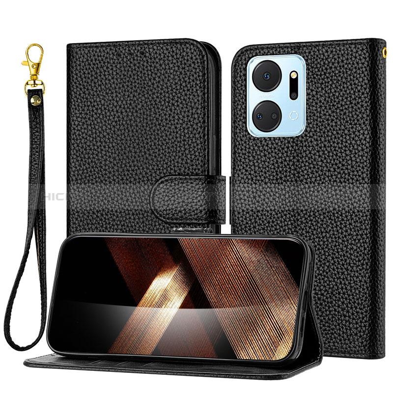 Coque Portefeuille Livre Cuir Etui Clapet Y09X pour Huawei Honor X7a Noir Plus