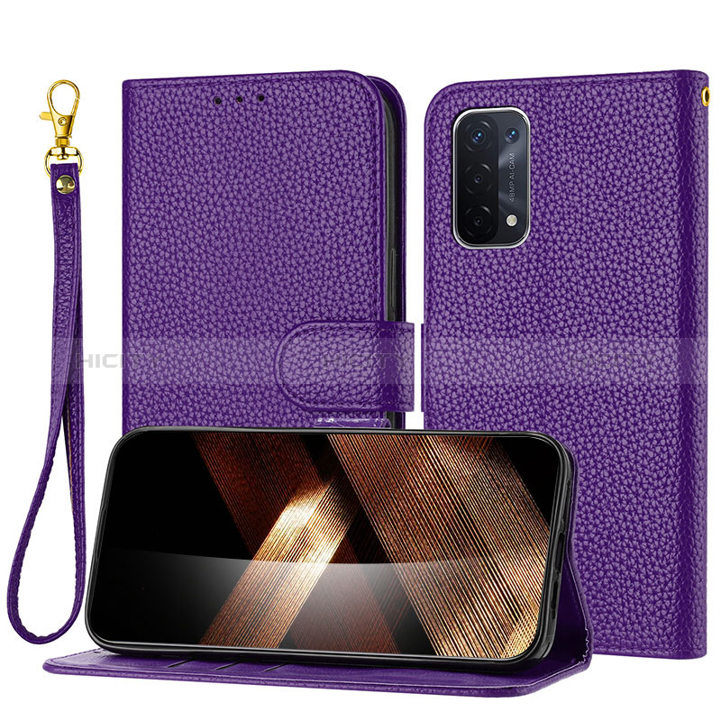 Coque Portefeuille Livre Cuir Etui Clapet Y09X pour Oppo A74 5G Violet Plus