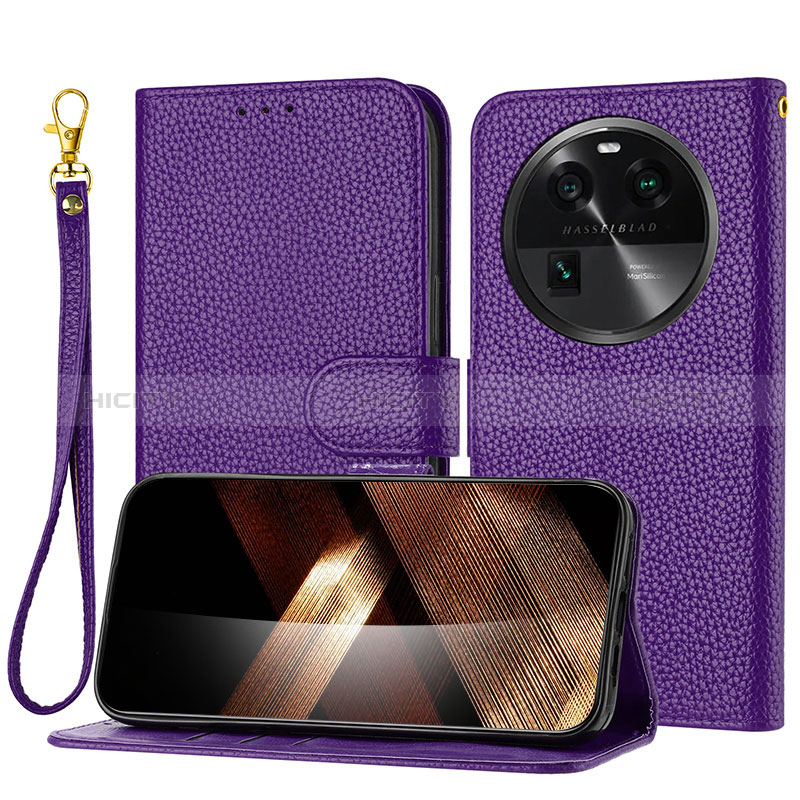 Coque Portefeuille Livre Cuir Etui Clapet Y09X pour Oppo Find X6 Pro 5G Violet Plus