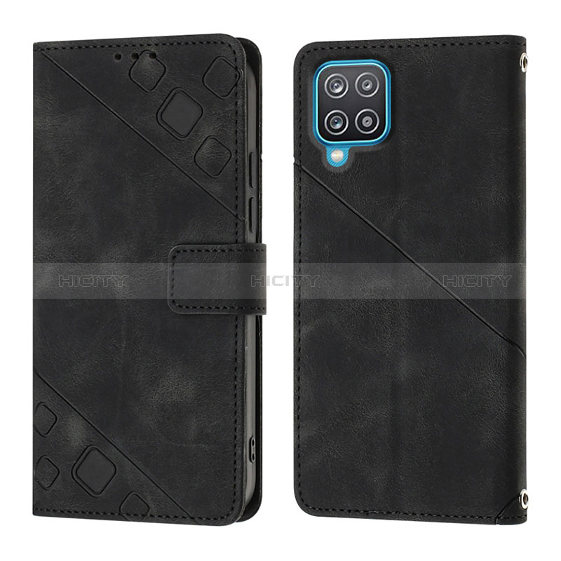 Coque Portefeuille Livre Cuir Etui Clapet YB1 pour Samsung Galaxy A12 Noir Plus
