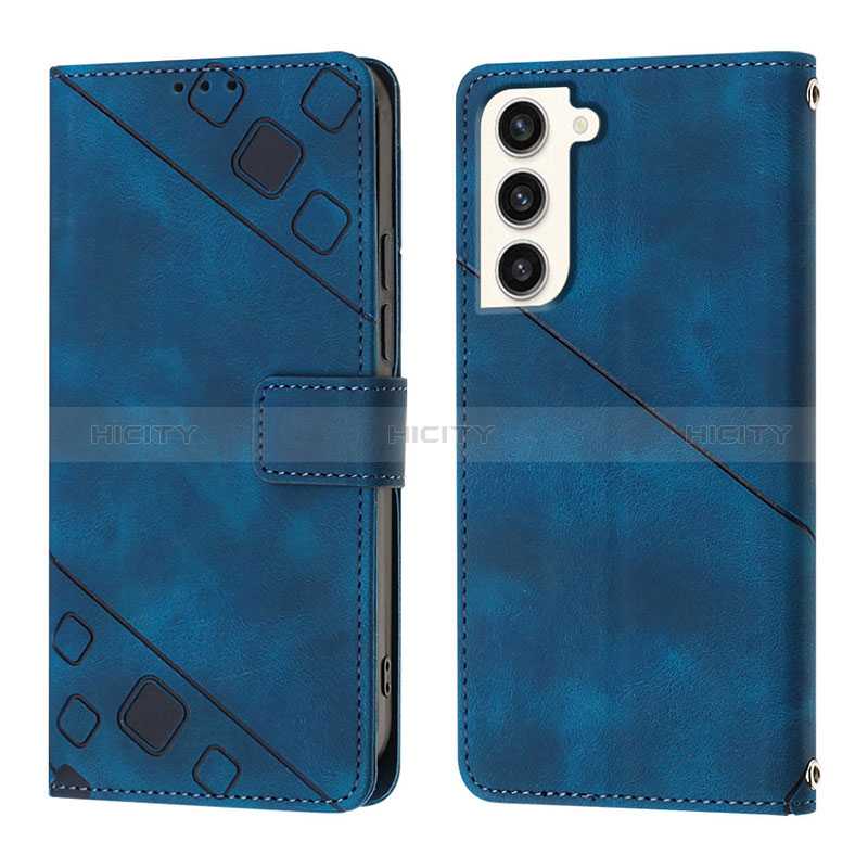 Coque Portefeuille Livre Cuir Etui Clapet YB1 pour Samsung Galaxy S23 5G Bleu Plus