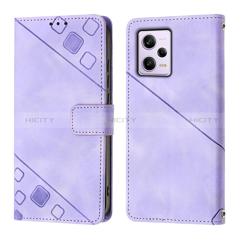 Coque Portefeuille Livre Cuir Etui Clapet YB1 pour Xiaomi Redmi Note 12 Pro 5G Violet Plus