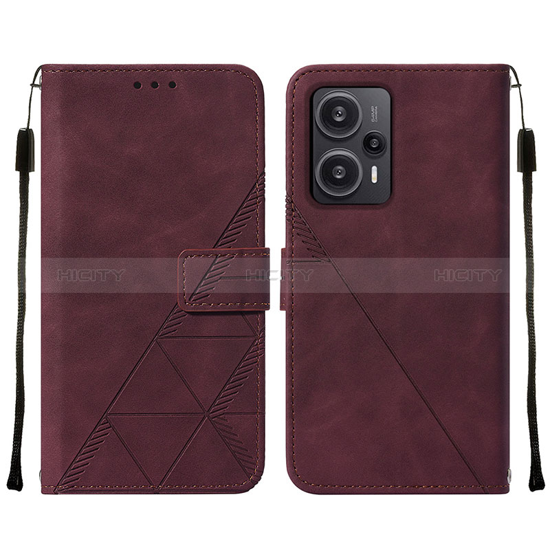 Coque Portefeuille Livre Cuir Etui Clapet YB2 pour Xiaomi Poco F5 5G Rouge Plus