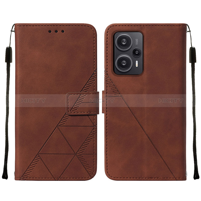 Coque Portefeuille Livre Cuir Etui Clapet YB2 pour Xiaomi Redmi Note 12 Turbo 5G Marron Plus