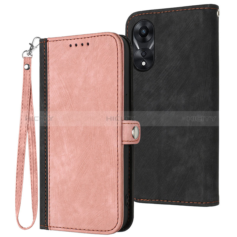 Coque Portefeuille Livre Cuir Etui Clapet YX1 pour Oppo A78 4G Or Rose Plus