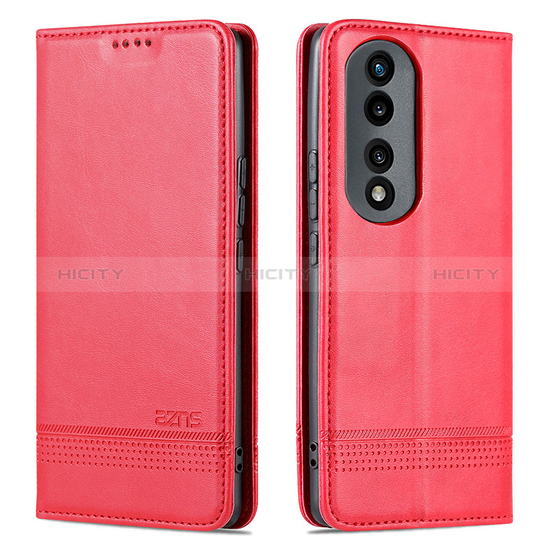 Coque Portefeuille Livre Cuir Etui Clapet YZ1 pour Huawei Honor 90 Pro 5G Rose Rouge Plus