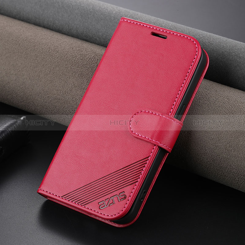 Coque Portefeuille Livre Cuir Etui Clapet YZ3 pour Apple iPhone 14 Pro Rose Rouge Plus