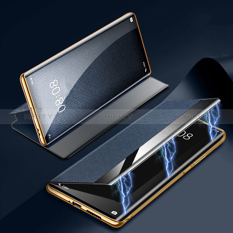 Coque Portefeuille Livre Cuir Etui Clapet Z01 pour Huawei P60 Pro Bleu Plus