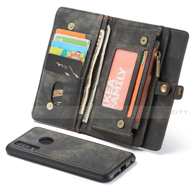 Coque Portefeuille Livre Cuir Etui Clapet Z02 pour Huawei P30 Lite XL Noir Plus