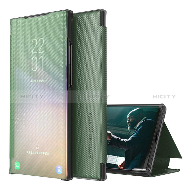 Coque Portefeuille Livre Cuir Etui Clapet ZL1 pour Samsung Galaxy A30S Vert Plus