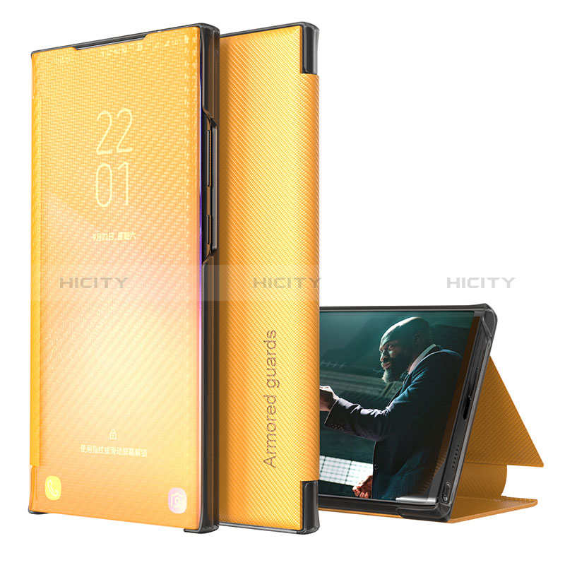 Coque Portefeuille Livre Cuir Etui Clapet ZL1 pour Samsung Galaxy A50S Jaune Plus
