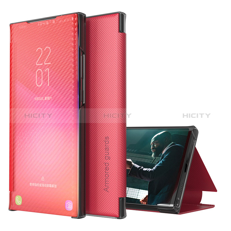 Coque Portefeuille Livre Cuir Etui Clapet ZL1 pour Samsung Galaxy A50S Rouge Plus