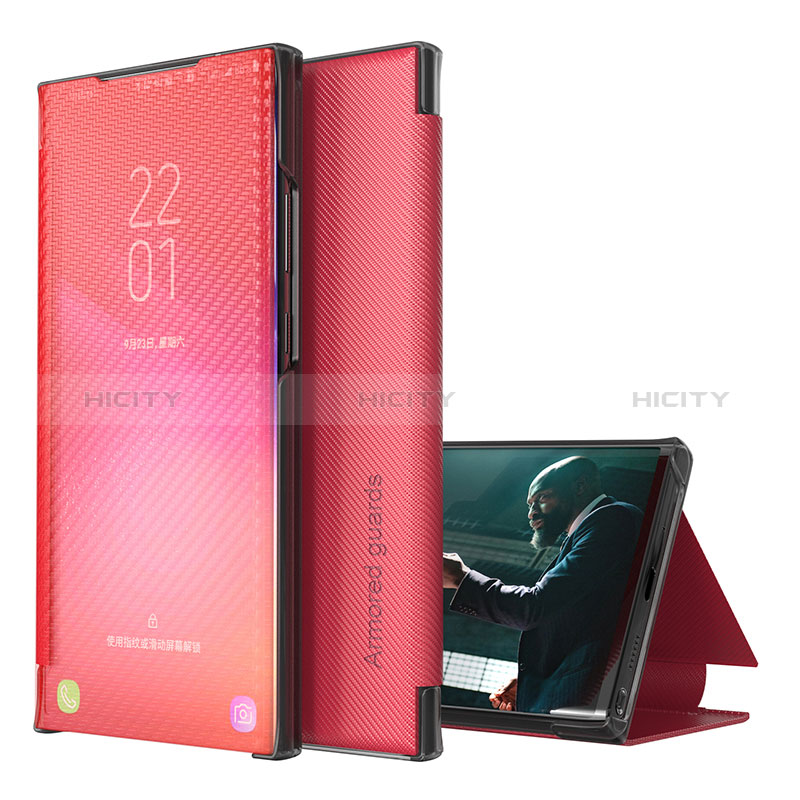 Coque Portefeuille Livre Cuir Etui Clapet ZL1 pour Samsung Galaxy A51 4G Rouge Plus