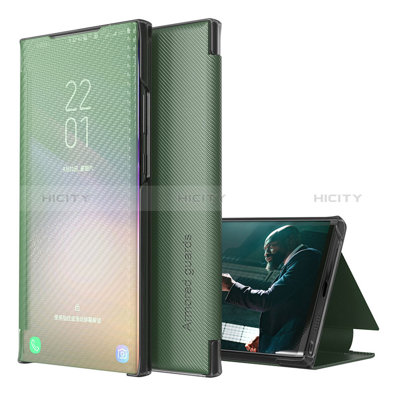 Coque Portefeuille Livre Cuir Etui Clapet ZL1 pour Samsung Galaxy S20 5G Vert Plus