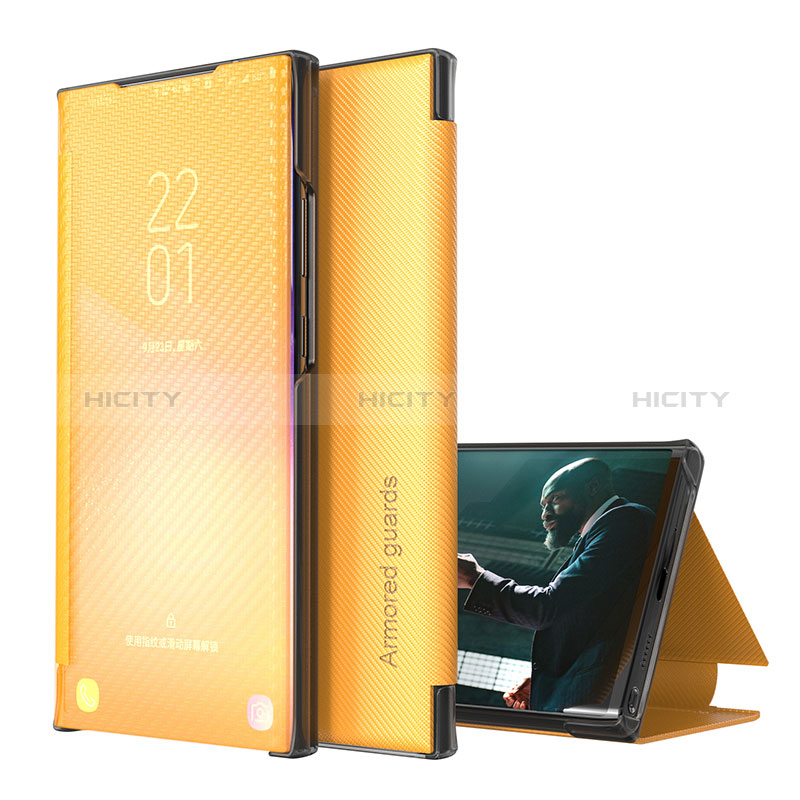 Coque Portefeuille Livre Cuir Etui Clapet ZL1 pour Samsung Galaxy S20 Plus Jaune Plus