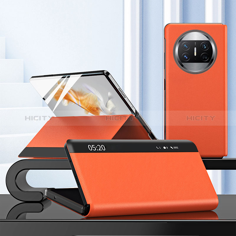 Coque Portefeuille Livre Cuir Etui Clapet ZL3 pour Huawei Mate X3 Orange Plus