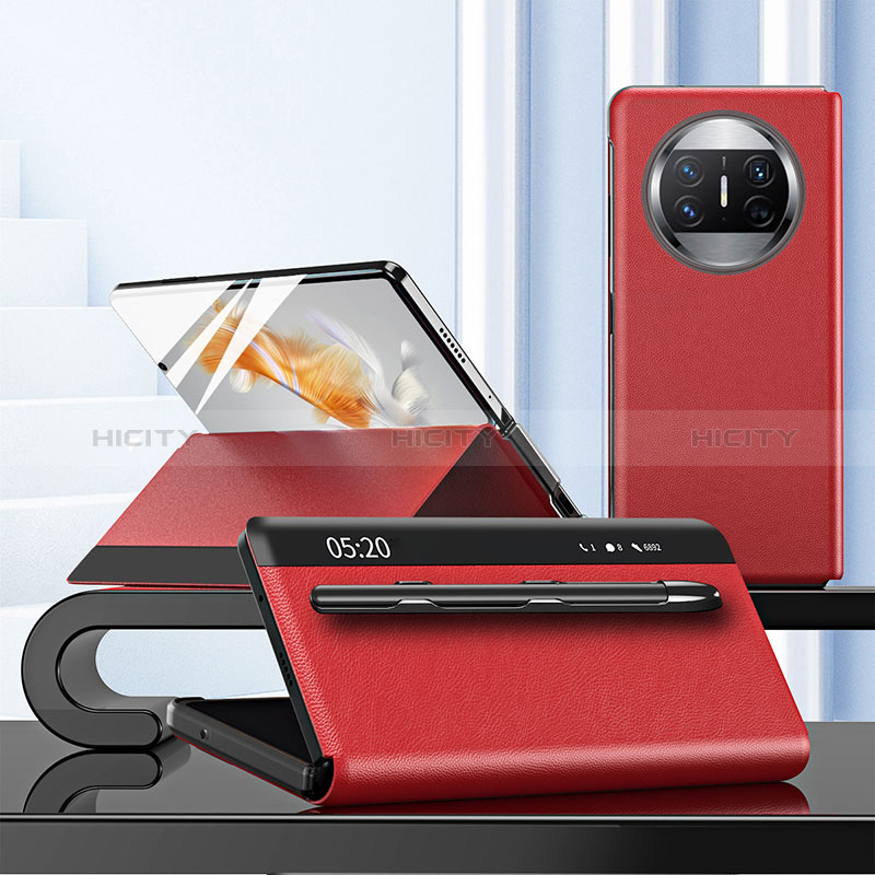 Coque Portefeuille Livre Cuir Etui Clapet ZL5 pour Huawei Mate X5 Rouge Plus