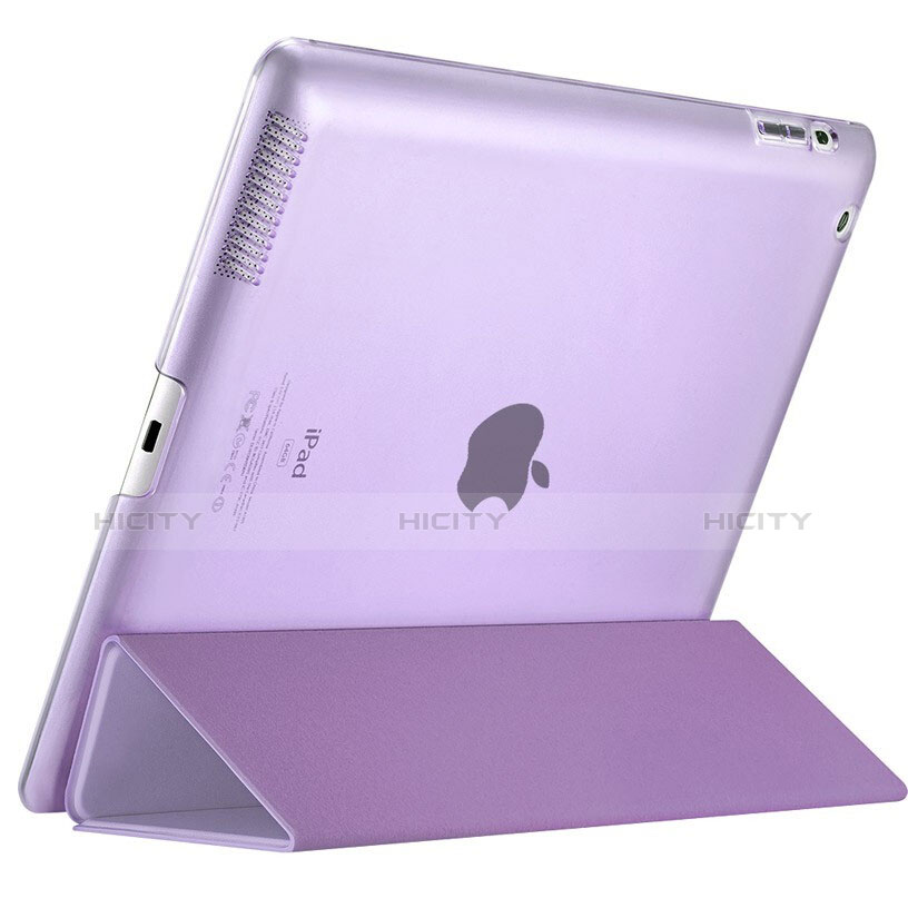 Coque Portefeuille Livre Cuir L01 pour Apple iPad 4 Violet Plus