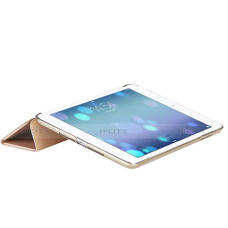 Coque Portefeuille Livre Cuir L01 pour Apple New iPad 9.7 (2017) Or Plus