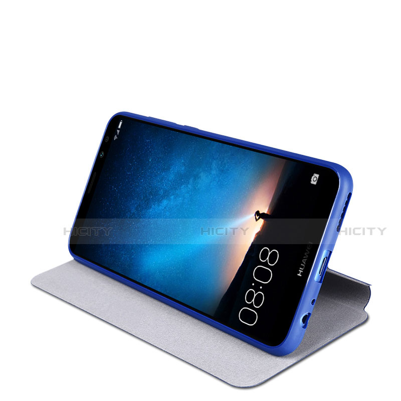 Coque Portefeuille Livre Cuir L01 pour Huawei G10 Bleu Plus