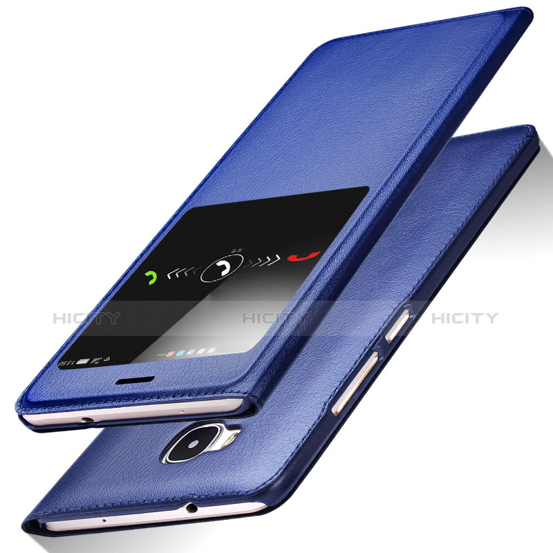 Coque Portefeuille Livre Cuir L01 pour Huawei G7 Plus Bleu Plus