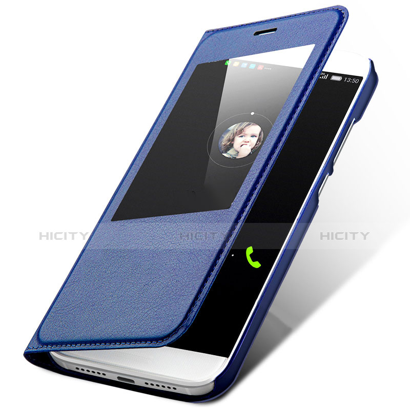 Coque Portefeuille Livre Cuir L01 pour Huawei G7 Plus Bleu Plus