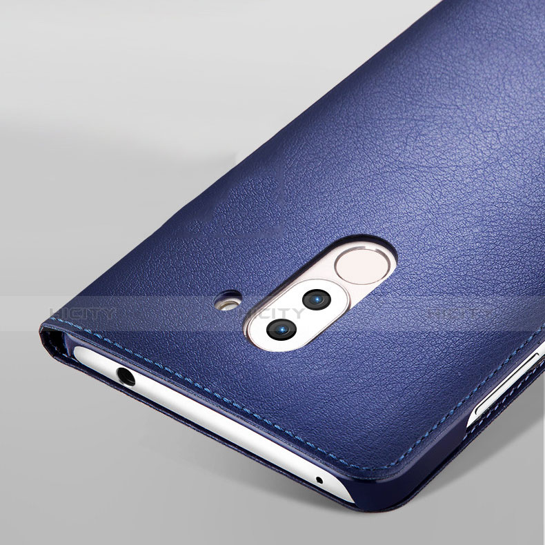 Coque Portefeuille Livre Cuir L01 pour Huawei Honor 6X Bleu Plus