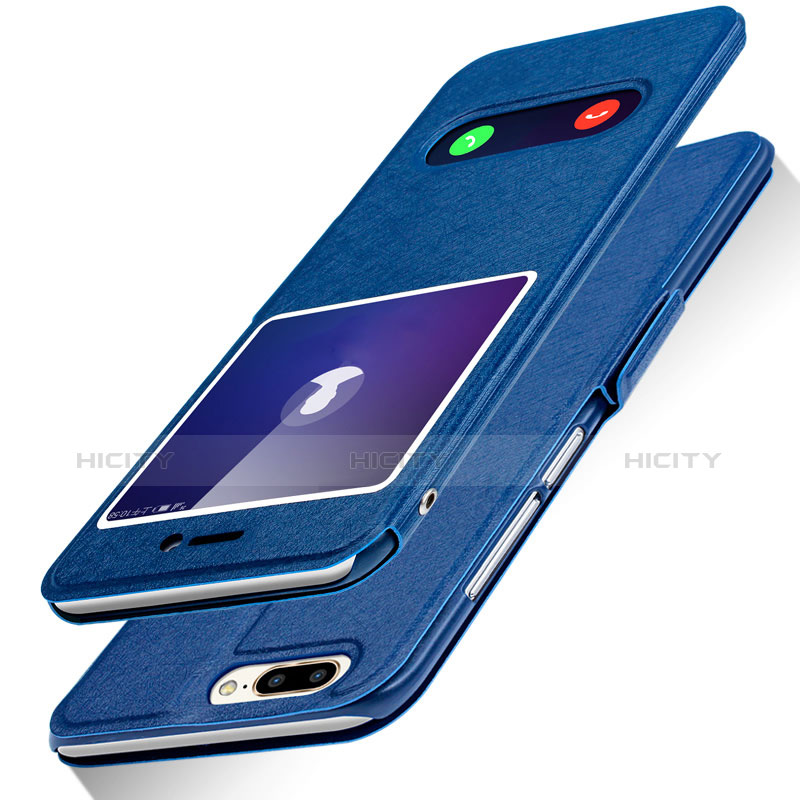 Coque Portefeuille Livre Cuir L01 pour Huawei Honor 9 Lite Bleu Plus