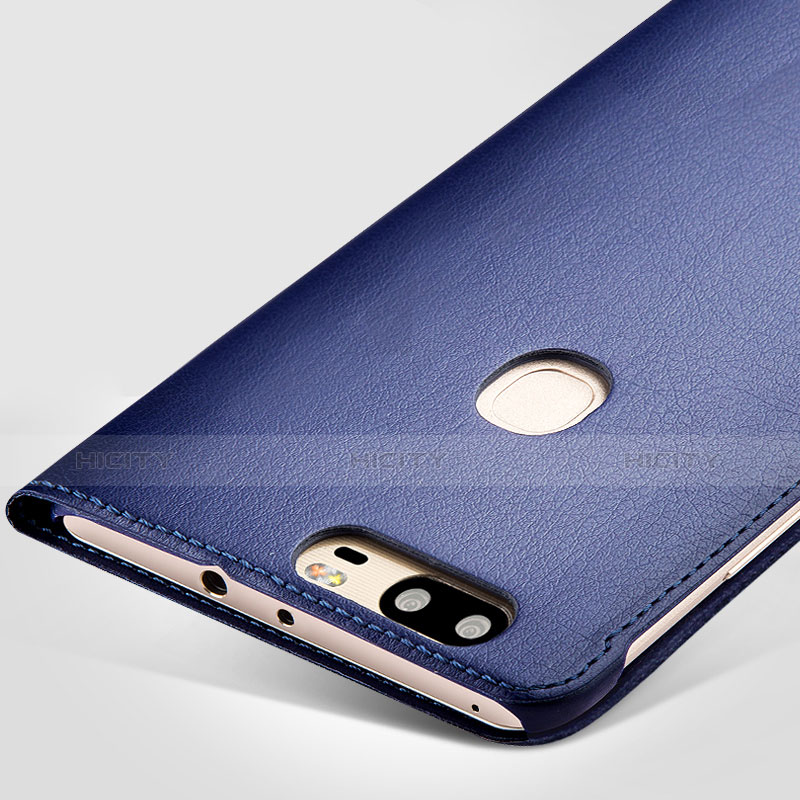 Coque Portefeuille Livre Cuir L01 pour Huawei Honor V8 Bleu Plus