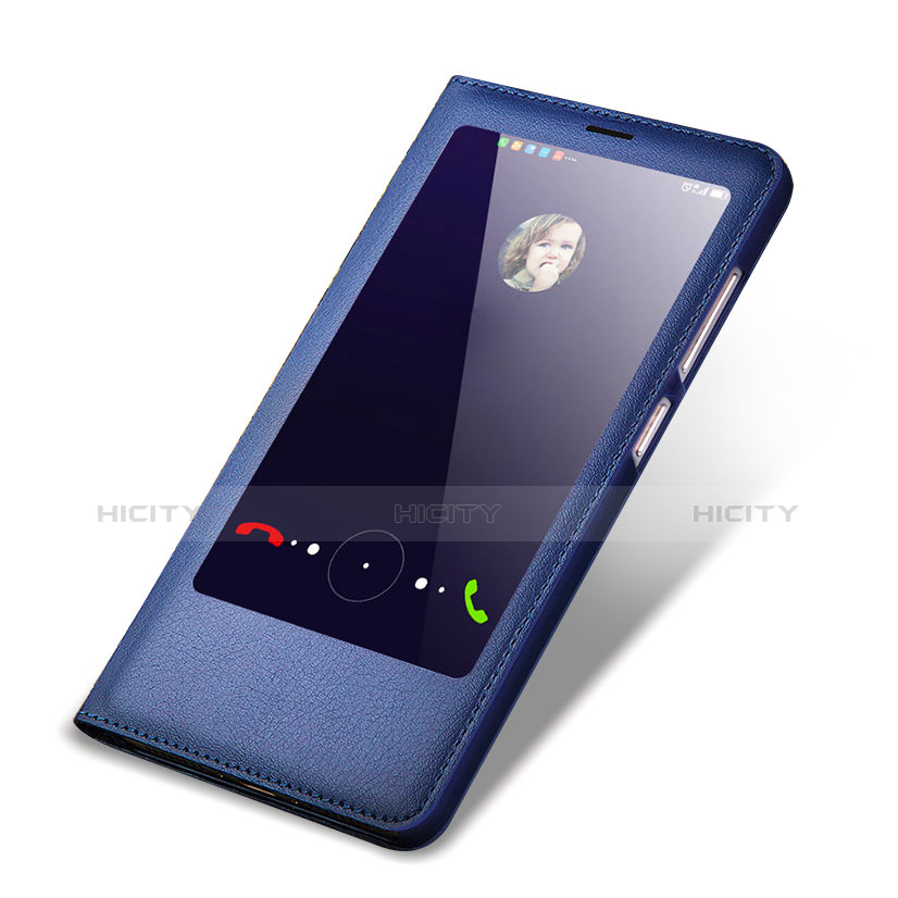 Coque Portefeuille Livre Cuir L01 pour Huawei Honor V9 Bleu Plus