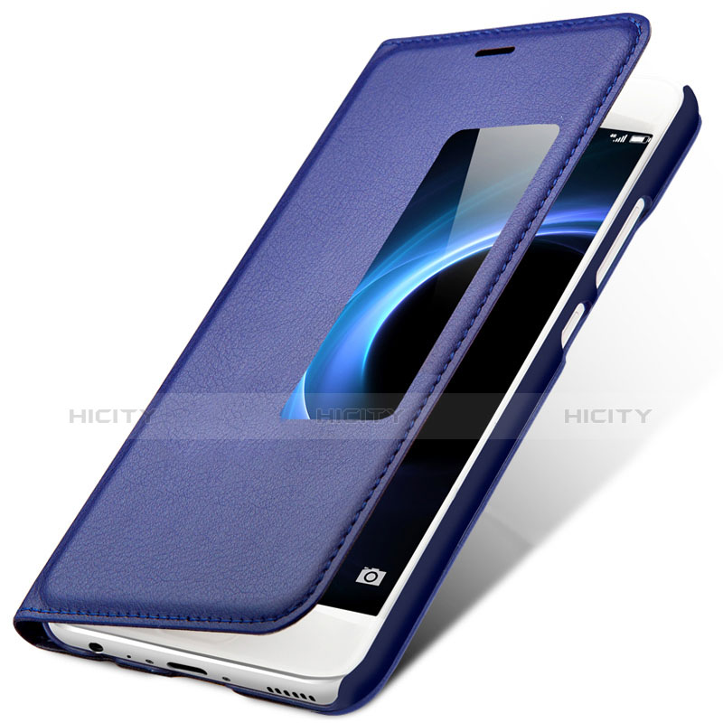 Coque Portefeuille Livre Cuir L01 pour Huawei P9 Bleu Plus