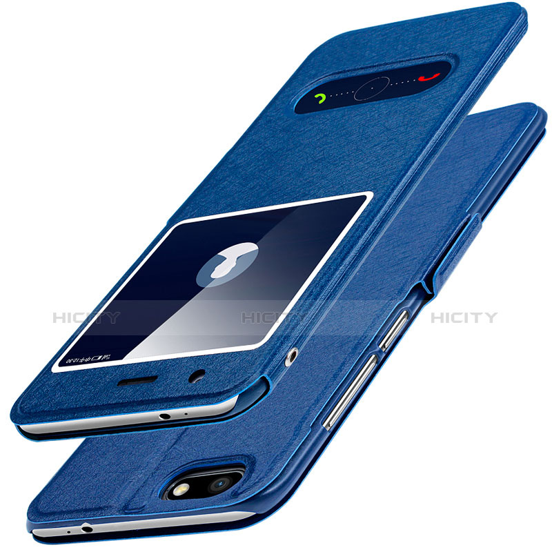 Coque Portefeuille Livre Cuir L01 pour Huawei P9 Lite Mini Bleu Plus