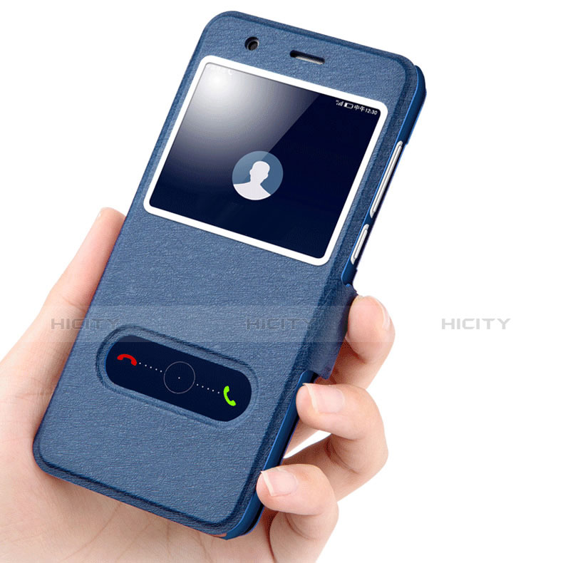 Coque Portefeuille Livre Cuir L01 pour Huawei P9 Lite Mini Bleu Plus