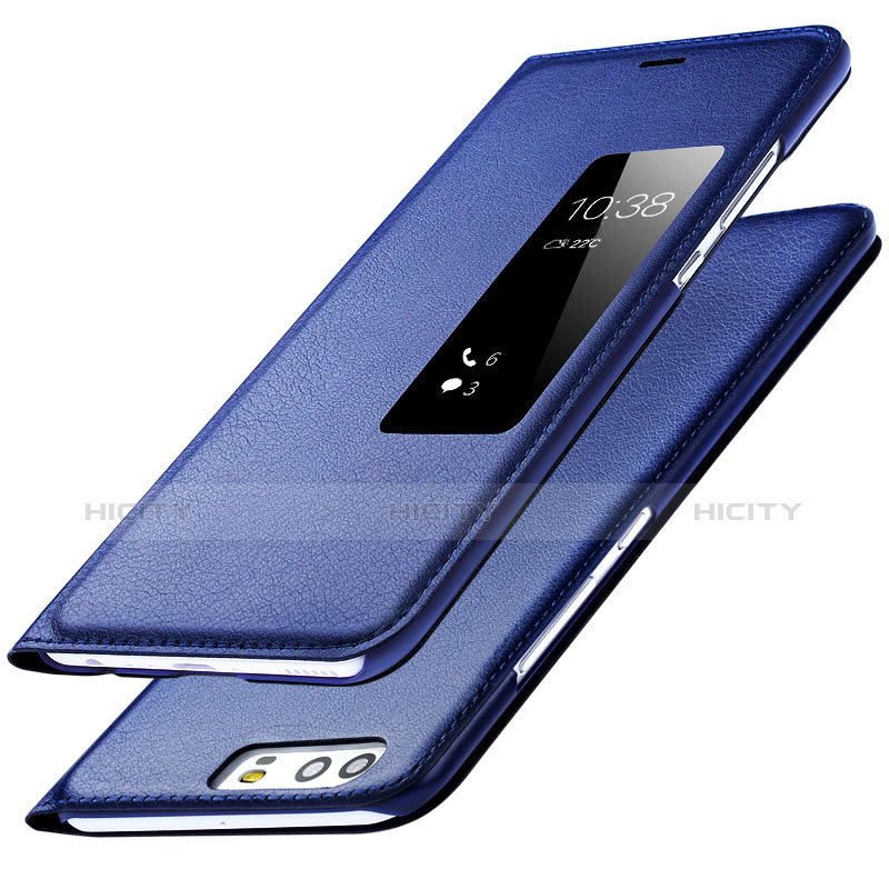 Coque Portefeuille Livre Cuir L01 pour Huawei P9 Plus Bleu Plus