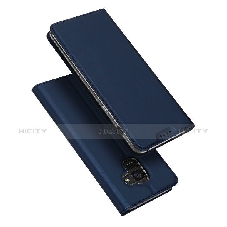 Coque Portefeuille Livre Cuir L01 pour Samsung Galaxy A5 (2018) A530F Bleu Plus