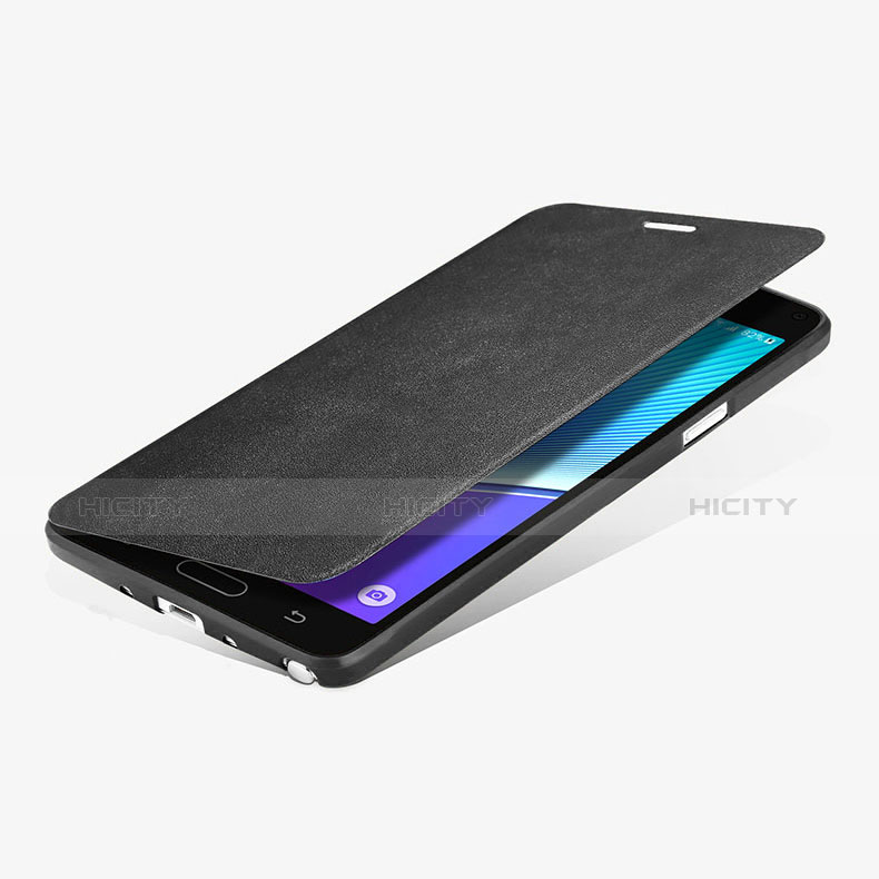 Coque Portefeuille Livre Cuir L01 pour Samsung Galaxy Note 4 Duos N9100 Dual SIM Noir Plus
