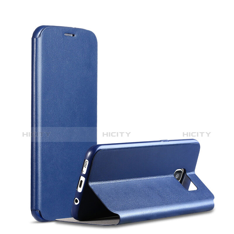 Coque Portefeuille Livre Cuir L01 pour Samsung Galaxy S7 Edge G935F Bleu Plus