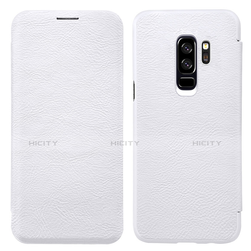 Coque Portefeuille Livre Cuir L01 pour Samsung Galaxy S9 Plus Blanc Plus