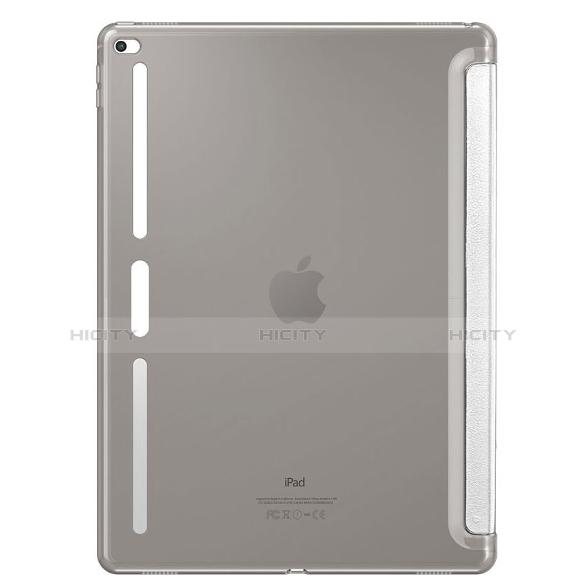 Coque Portefeuille Livre Cuir L02 pour Apple iPad Pro 12.9 Argent Plus