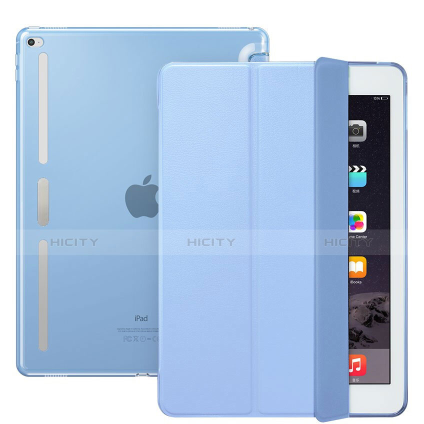 Coque Portefeuille Livre Cuir L02 pour Apple iPad Pro 12.9 Bleu Ciel Plus