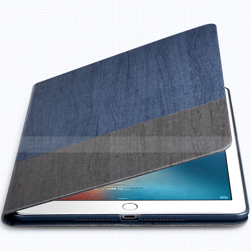 Coque Portefeuille Livre Cuir L02 pour Apple New iPad 9.7 (2017) Bleu Plus