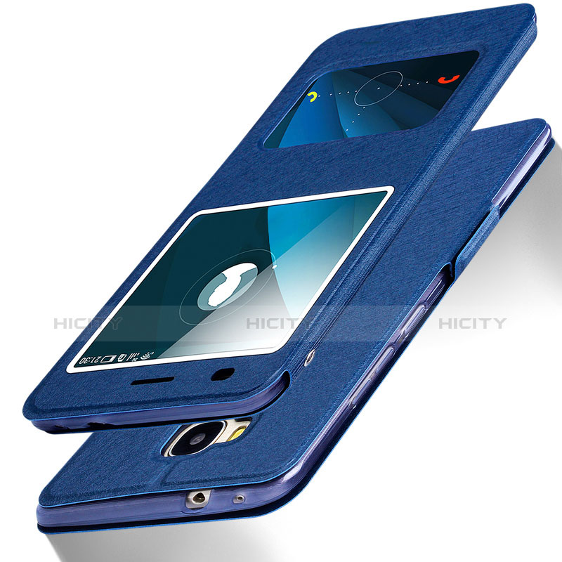 Coque Portefeuille Livre Cuir L02 pour Huawei GR5 Bleu Plus