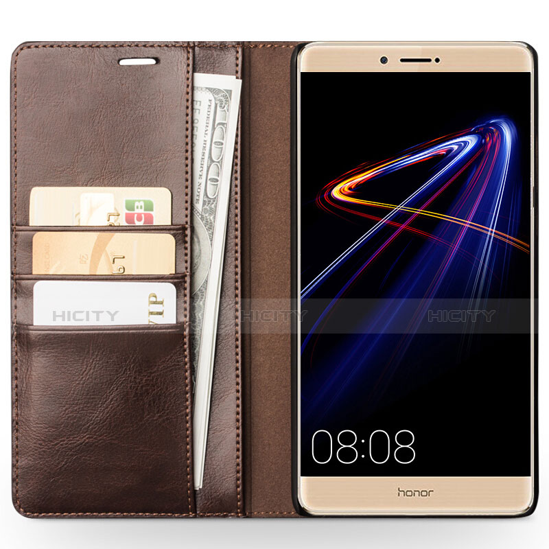 Coque Portefeuille Livre Cuir L02 pour Huawei Honor Note 8 Marron Plus
