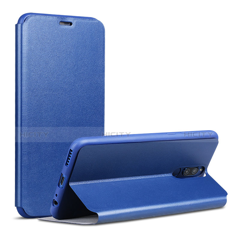 Coque Portefeuille Livre Cuir L02 pour Huawei Nova 2i Bleu Plus