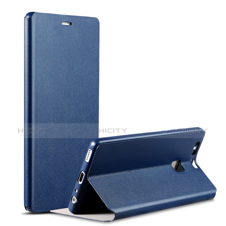 Coque Portefeuille Livre Cuir L02 pour Huawei P9 Plus Bleu Plus