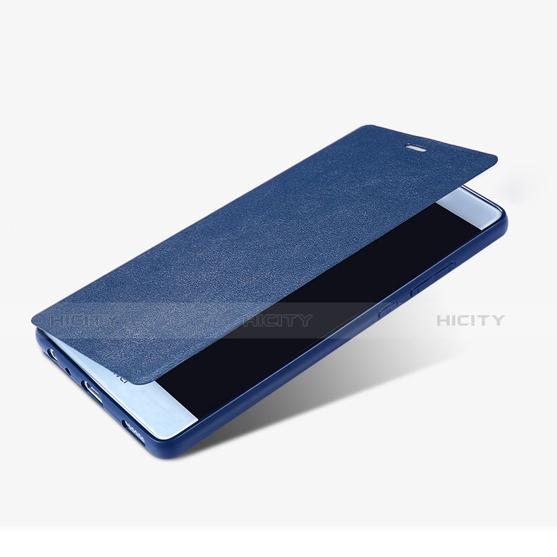 Coque Portefeuille Livre Cuir L02 pour Huawei P9 Plus Bleu Plus
