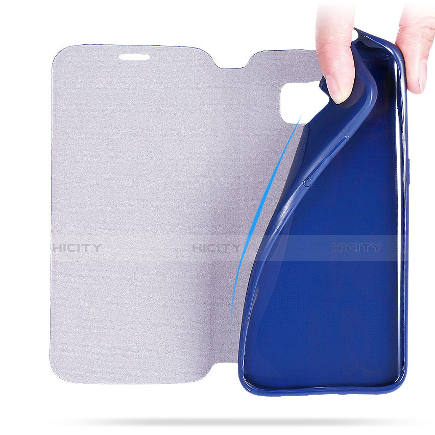 Coque Portefeuille Livre Cuir L02 pour Samsung Galaxy S7 Edge G935F Bleu Plus